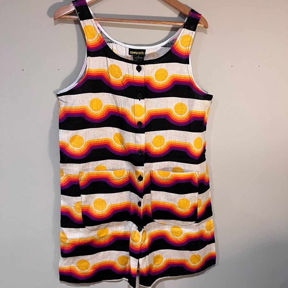 Nooworks Chloe Linen Striped Mini Dress - Black, White, Yellow, Pink
